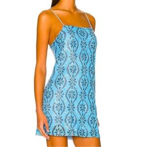 Free People Blue Sequin Floral Dress